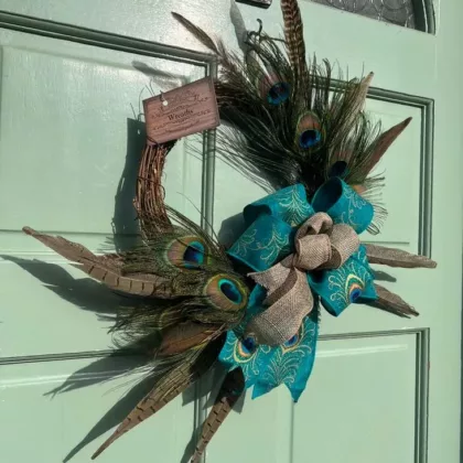 Peacock & Pheasant feather wreath