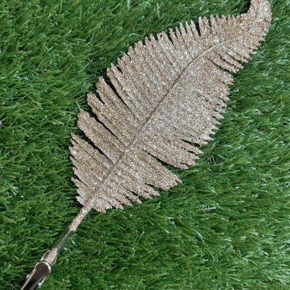 Gold glittered fern leaf with clip