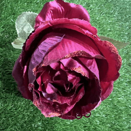 Large Burgundy Peony with sequinned edges