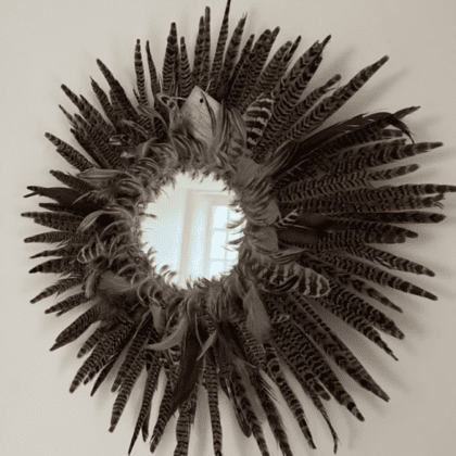 Pheasant feather mirror