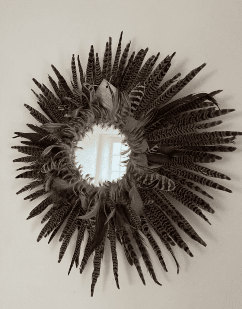 Pheasant feather mirror