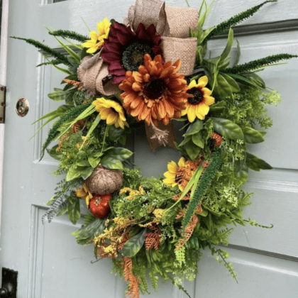 Rustic sunflower wreath